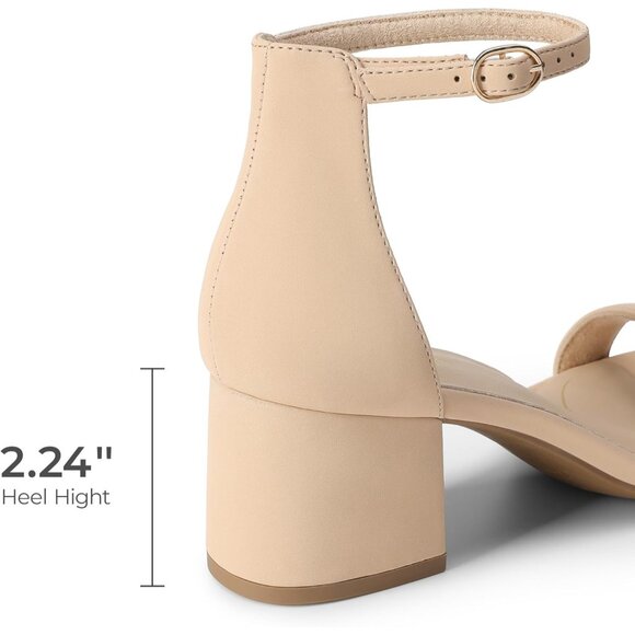 Dream Pairs Women's Nude Nubuck Chunky Block Heel Ankle Strap Sandals Shoes - Picture 4 of 8